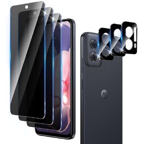 3+3 Pack Privacy Screen Protector Designed for Motorola Moto G Power 5G 2024 With 3 Pack Camera Lens Protector,Full Coverage Anti-Spy Tempered Glass Film,9H Hardness,Bubble Free,Easy to Install