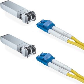 2 Pack 10Gb Singlemode Module with 2m OS2 LC to LC Fiber Cable, 10GBASE-LR Compatible for Cisco SFP-10G-LR, Meraki, Ubiquiti,Mikrotik, Netgear,D-Link and More