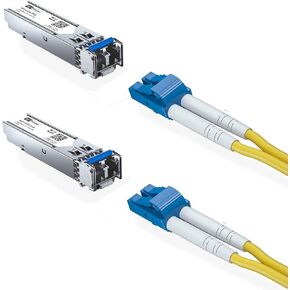 2 Pack 1.25Gb Singlemode Module with 2m OS2 LC to LC Fiber Cable, 1000BASE-LX/LH Compatible for Cisco GLC-LH-SMD, Meraki, Ubiquiti,Mikrotik, Intel, Netgear,D-Link and More