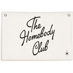 The Homebody Club Flags Banner,Trendy College Dorm Bedroom Wall Art for Home Living Room Decor,Aesthetic Apartment Wall Art Decor Wall Hanging Banner Flag,30x20 Inch