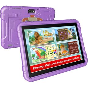 JREN Kids Tablet｜10 Inch Tablet for Kids Android 13｜Octa-core｜64GB｜ 8000mAh｜WiFi ｜Cameras｜Parental Control｜Google Kids Space｜Toddler Children Tablet Gift Ages 3-12｜Purple