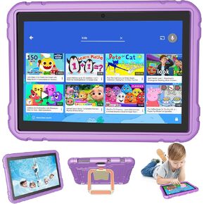 Tablet for Kids, 10 Inch Android Tablet, 4GB 64GB, Octa-core CPU,WiFi, 8000mAh,1280 * 800 HD Display, Kids Content, Parental Control, Children Ages 3-12 Purple