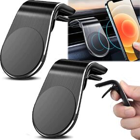 2PCS Mobile Phone Navigation Magnetic Bracket, Navigation Bracket Phone Holder, L Type 360° Rotatable Car Phone Mount Magnetic Phone Holder Strong Magnet Mount for Any Smartphone (Black)