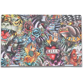 Glossy Glitter Laptop Skin Compatible with HP Envy x360 15.6" (2023) - Old School Tattoo - Premium 3M Vinyl Protective Wrap Decal Cover - Easy to Apply | Crafted in The USA by MightySkins