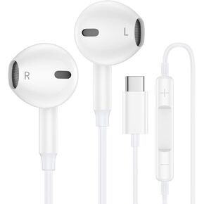 USB C Headphones Wired Earbuds for iPhone 16e 16 Pro Max 15 Pro Max 16 Plus 16 Pro 16 15 Plus Pro 15, Type C Earphones USBC Ear Buds with Microphone for Samsmung Galaxy S25 Ultra A16 A35 A26 A36 A56