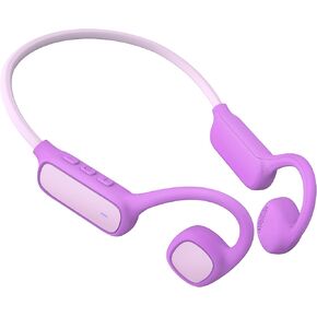 gorsun Kids Headphones, Bluetooth 5.3 Air Conduction Open Ear Headphones, 85dB Volume Limited, with Mic, IPX5 Waterproof, 360° Bending, 20H Playtime, Kids Headphones Wireless for iPad/Sports-Purple
