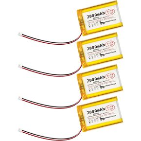 3.7V 2000mAh LiPo Battery, 1S 3C Rechargeable, Micro JST 1.25 Connector, Dual Protection Board, 4 Pack