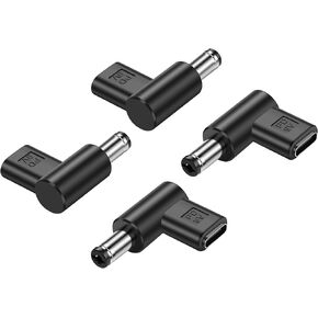 PNGKNYOCN 90 Degree DC 5.5 x 2.1mm to USB C Adapter,9V DC 5521 Male to USB Type C PD Emulator Trigger for LED Light、Router、Mobile Power Supply （4-Pack）