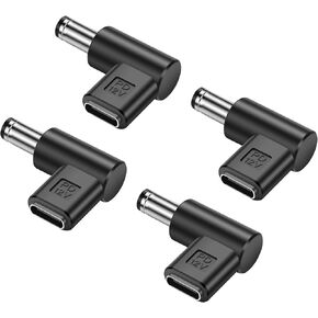 PNGKNYOCN 12V USB C to DC 5.5 x 2.5mm Converter,90 Degree DC 5.5 x 2.5mm Male to USB C Female PD Emulator Trigger Adapter,for Camera, Router，LED Light（4-Pack）