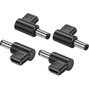 PNGKNYOCN DC 5.5mm x 2.5mm to USB C Adapter, 90 Degree 5V DC 5525 Male to USB Type C Female Power Charging Adapter for Mobile Phone、Router、Mobile Power Supply （4-Pack）