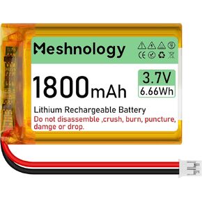 3.7V Lipo Battery 1800mAh 103450 Rechargeable Lithium Polymer Battery with PH2.0 Connector Integrated Protection Circuit for Electronic Device Meshtastic RAK19007 + RAK4631 (2 Pcs)