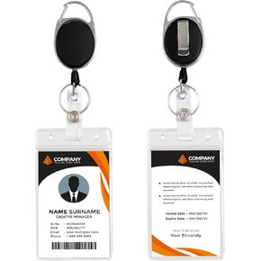 5 Pack Id Badge Holder with Retractable Badge Reels,Claw Clasp and Clip,Retractable Badge Holders with Clip Badge Reel,Badge Holder Retractable Clip