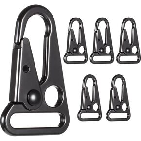 6 Pack Enlarged Mouth Clips Heavy Duty Stainless Steel Snap Hook Quick Detachable Single Point Slings Swivels for Webbing Strap Outdoor Bag Backpack Accessories
