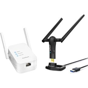 BrosTrend Universal WiFi to Ethernet Adapter + BrosTrend 1200Mbps Long Range USB WiFi Adapter