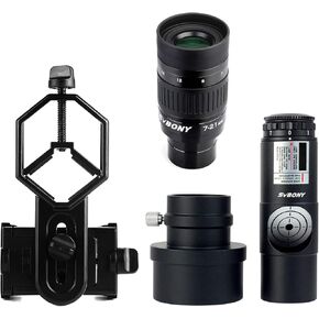 SVBONY Universal Cell Phone Adapter and Red Laser Collimator and SV135 Telescope Eyepiece Zoom 7 to 21mm for Astronomic Telescopes