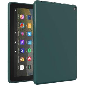 Callyue Case for Kindle Fire HD 8 & 8 Plus Tablet (12th Generation/10th Generation, 2022/2020 Release) 8 inch Case, Rubber Soft Skin Silicone Protective Cover for Kindle Fire HD 8 & 8 Plus, Dark Green