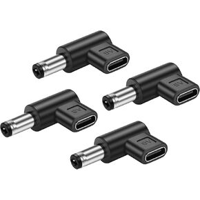 PNGKNYOCN DC 5.5 x 2.1mm to USB C Adapter, 90 Degree 5V DC 5521 Male to USB Type C Female Power Charging Adapter for Mobile Phone、Router、Mobile Power Supply （4-Pack）