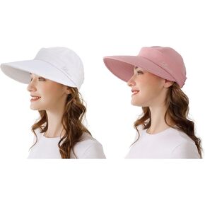 Womens Sun Hat ، 2 في 1 Zip-Off Sun Sun Protection Hat قبعة شاطئية للنساء ، قبعة الجولف القابلة للتعبئة