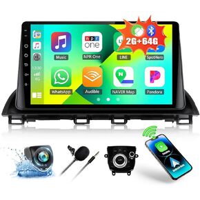 2G+64G Car Radio Stereo for Mazda 3 2014-2019 with Wireless CarPlay Android Auto 9" Touchscreen Car Radio Android 13 Radio with GPS Navigation WiFi FM Bluetooth Head Unit + AHD Backup Camera