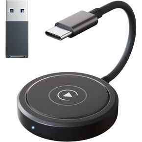 Wireless Carplay Adapter, Converts Wired to Wireless Carplay Dongle for Wireless Control Plug & Play Carplay Fit for Cars 2016 & for Apple iPhone iOS 10+(Round)