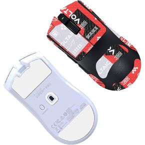 Mouse Grip Tape Full Coverage for Razer Viper V3 Pro, Rounded Curved Edges Mouse Feet Skates,Self-Adhesive PreCut Sweat-Resistant Professional Mice Upgrade Kit(Foot pad + Red Mouse Grip Tape)