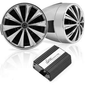 Lanzar Motorcycle Waterproof Speaker Amplifier System Set of 3 Inch 700W Weatherproof Speakers, AUX in - Handlebar Mount Mini Stereo - for ATV,Motorbike OPTIMC90 Black, 16.00in. x 10.00in. x 5.00in.