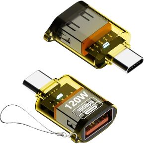 SinLoon USB to USB C Adapter PD 120W Type-C Male to USB-A Female Adapter 10Gbps Data Transfer & Fast Charging Compatible with Laptop, Phone, Tablet & PC, 2 Pack (C Male to A Female)