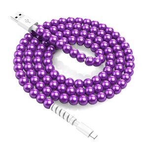 WESADN USB C Cable Fast Charging Cable 66W Beaded Chain USB C Charging Cord 3.3FT USB A to Type C Cable Charger Cord for iPhone 16/15/16 Pro/16 Pro Max for iPad 10th Gen/Galaxy S24 Ultra, Purple