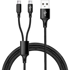 IFLASH Dual MicroUSB Splitter Charge Cable - Power up to Two Micro USB Devices At Once From a Single USB Port - Ideal for Any Micro USB Powered Device