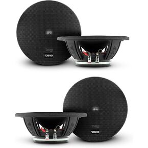 DS18 PRO-FR6NEO 6.5" Car Speaker Full-Range with Silver Aluminum Bullet 450 Watts Max 225 Watts RMS 4-Ohms Grill Included Neodymium Magnet Loudspeaker Pro Car Audio. Speaker Wire Included - 4 Speakers