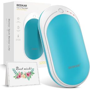 Hand Warmer Dark Blue and Sky Blue 2 Pack Bundle Deal - BESKAR Electric Handwarmer Rechargeable