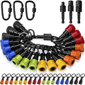 18 Pcs Drill Bit Holder Keychains 3 Pcs 1/4 3/8 1/2" Socket Portable Hex Shank Bit Holders Attachment Adapter and Tightenable Lock Totally 24 Pcs Gadgets for Tools Improvement (Orange) in Kuwait