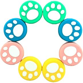4 Colors Silicone Thumb Stick Caps Grip Gamepad Analog Joystick for Nintendo Switch NS Lite Controller Joy-Con (8 Pieces Cat Paw)
