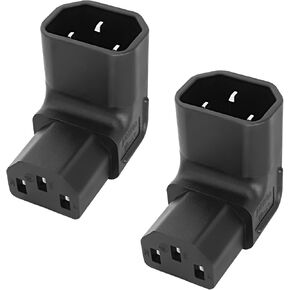 XMSJSIY IEC320 C13 to C14 90 Degree Angle Power Extension Adapter Left Angled 3 Pin 250V 10A IEC320 C13 Female to C14 Male Plug Socket Connector for PDU Computer HDTV (Left)