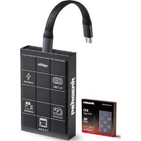 Pergear cfexpress 4.0 Type A+B 2-in-1 Camera Reader ، وسرعات نقل USB 40GBPS عالية السرعة لنظام التشغيل Windows/Mac/Linux/Android