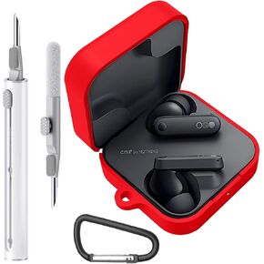 Case Compatible with CMF Buds Earbuds, Soft Silicone Case Cover with Cleaner Kit Shockproof Protective Cover with Carabiner Accessories Keychain (Black)