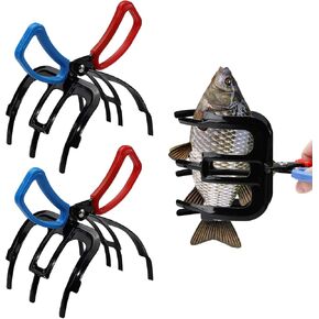 2 Pack 3 Claw Fish Gripper, Essential Fishing Pliers Grabber Metal Fish Control Clamp Forceps, Multifunctional Fish Grabber Tool, Fishing Grip Pliers Tong Tackle Accessories