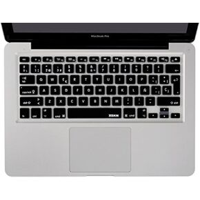 XSKN Spanish Silicone Keyboard Skin Cover for MacBook 13 15 17 inch EU/UK European Keyboard Layout (Black)