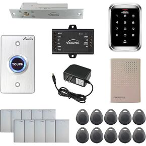 Visionis FPC-5452 One Door Access Control Electric Drop Bolt Lock Full Glass Door And Glass Frame Fail Safe 1700lbs + Outdoor Keypad/Reader Standalone With Mini Controller + Wiegand 26, EM Card