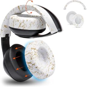 WC SweatZ and BandZ Protective Sweat Cover & Headband Cover Bundle for Beats Studio Headphones by Wicked Cushions | Gold Marble