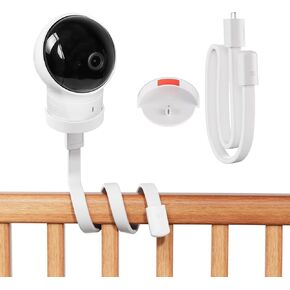 Baby Monitor Mount for Eufy SpaceView E110/E210 & Pro E210-360° Adjustable No Drill Camera Stand, Crib & Dresser Holder, Flexible Pole/Wall/Railing Mount, Durable Stainless Steel & Silicone