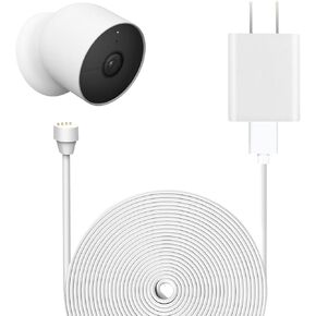 25ft/7.6m Weatherproof Power Adapter is specifically Designed Compatible with Google Nest Cam Outdoor or Indoor (Battery only). Continuous Power Supply（2-Pack