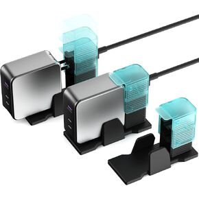 شحنة سطح المكتب Moshou لشاحن Aohi 140W Gan USB C ، حامل كتلة شاحن GAN قابل للتعديل مع سلك التمديد ، حامل المنظمات المكتبي متوافق مع ، (أسود)