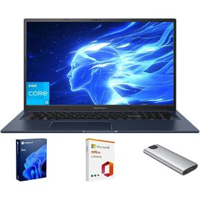 ASUS Vivobook Laptop,17.3" FHD Anti-Glare Display, Core i3-1215U (up to 4.4GHz), 16GB RAM, 512GB SSD + 128GB Portable SSD, WiFi 6E, Webcam, Keypad, Copilot, with 2019 Lifetime Office, Win 11 Pro