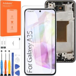 Not Original Screen for Samsung A35 Screen Replacement A35 5G LCD Screen SM-A356E,SM-A356B Touch Display Digitizer Assembly Repair Parts with Frame(Without Fingerprint Function) (Black)