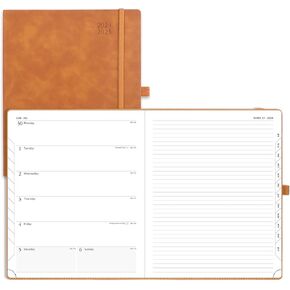 POPRUN Planner 2025 (6.5'' x 8.5'') 2025 Weekly & Monthly Calendar Notebook for Time Management, Leather Soft Cover, Monthly Tabs, Inner Pocket, 100GSM Thick Paper - Cerulean Blue in Kuwait
