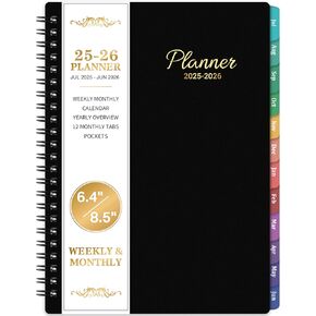 2025 Planner – Weekly ＆ Monthly Planner 2025, Jan. 2025 – Dec. 2025, Planner 2025, 6.4" x 8.5" with Flexible Cover, Tabs, Strong Twin-Wire Binding, Inner Pocket, 17 Notes Pages