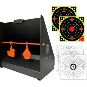 Atflbox Pellet Trap With 12''x12'' Splatter Bullseye Paper Targets and Spinning Shooting Targets for .177 .22 Caliber, Air Gun Airsoft BB Gun Rifle