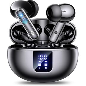 Wireless Earbuds ANC&ENC Bluetooth 5.4 Earphones in Ear Transparency Mode Ear buds with Dual Noise Cancelling Mic, Deep Bass Stereo Sound, 36H Playtime LED Display Wireless Headphones IP7 Waterproof