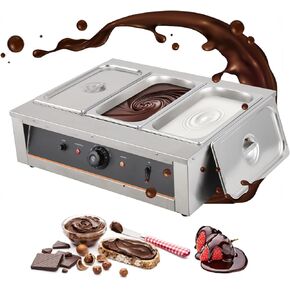 GarveeTech Chocolate Tempering Machine - 4.12 QT*3 Tanks, Rapid Heating, TEMP Control 86~176℉, 1500W, 304 Stainless Steel Body